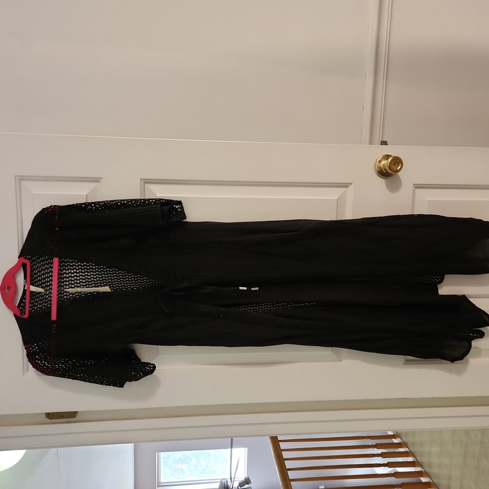 Elan Crochet Long Cover Kimono Duster Size Large